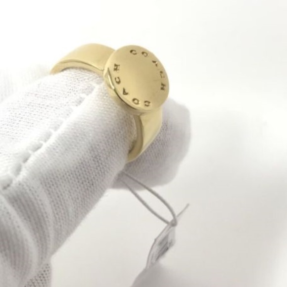 Coach F54889 Gold Plated Metal Ring Size 7 - Picture 2 of 3